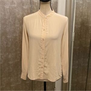 Equipment Elegant silk Cream Button-Up Women's Top, S